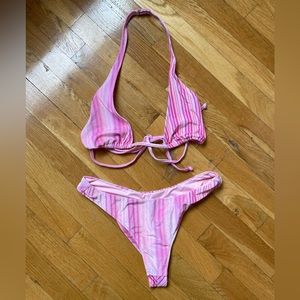 Frankie's bikini pink velvet striped bikini